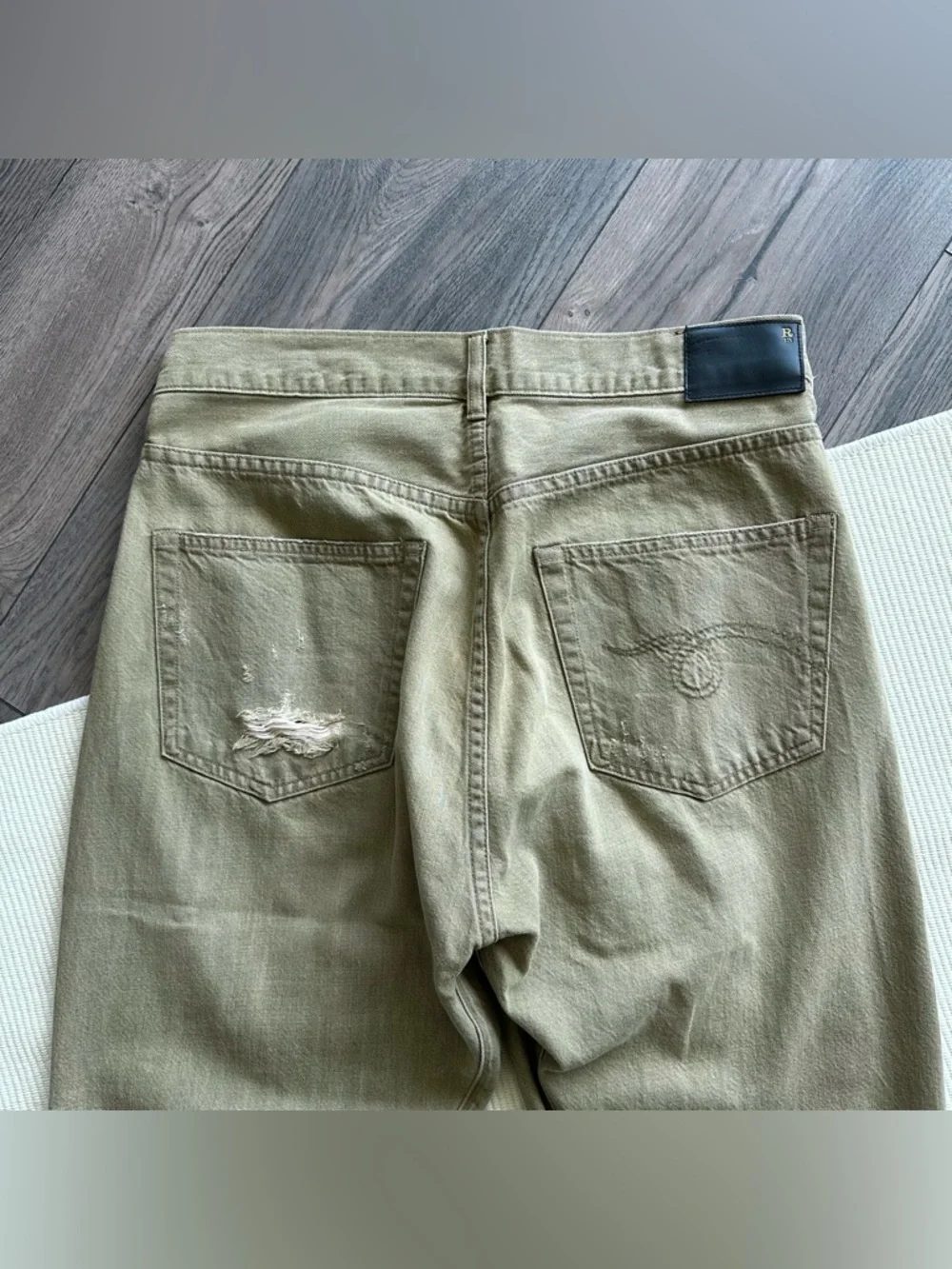R13 Crossover Distressed Moss Green Jeans - Picture 13 of 14